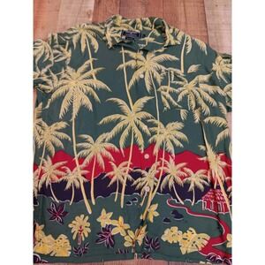 Polo Sport Hawaiian Shirt Blue Floral Tropic Polo Ralph Lauren Size Large 1993
